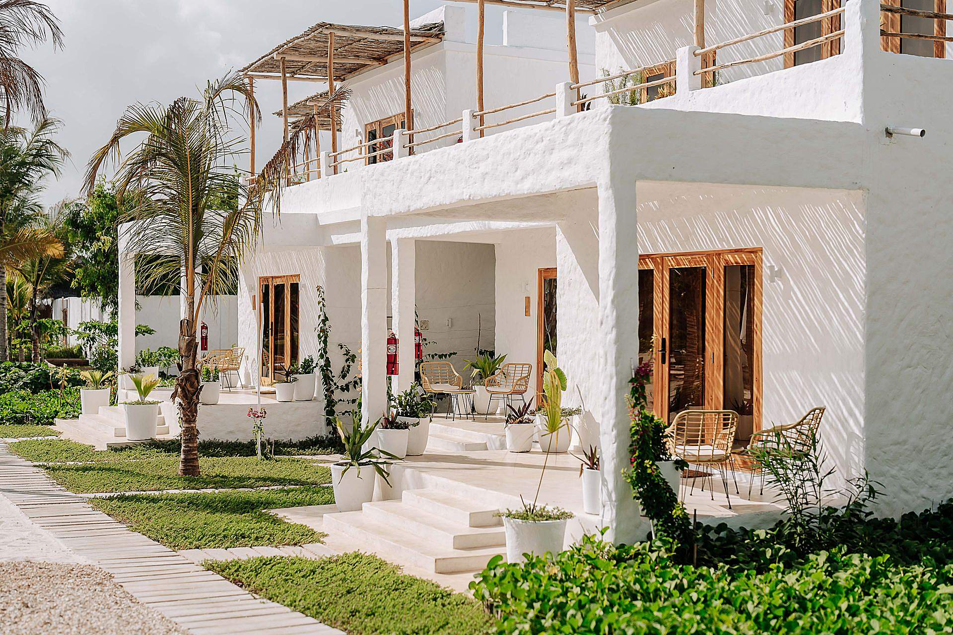 Beach restaurant and wine garden at sunset, Zanzibar
